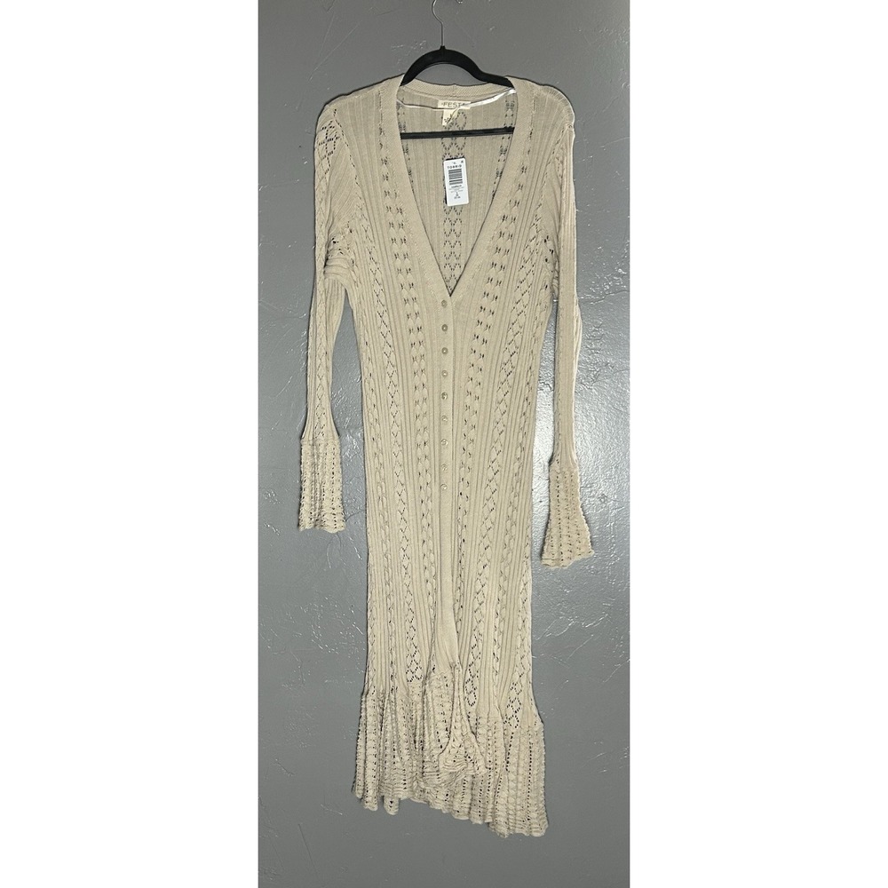 Torrid Festi Knit Long Boho Duster Cream Color Size 3X Cotton Blend
